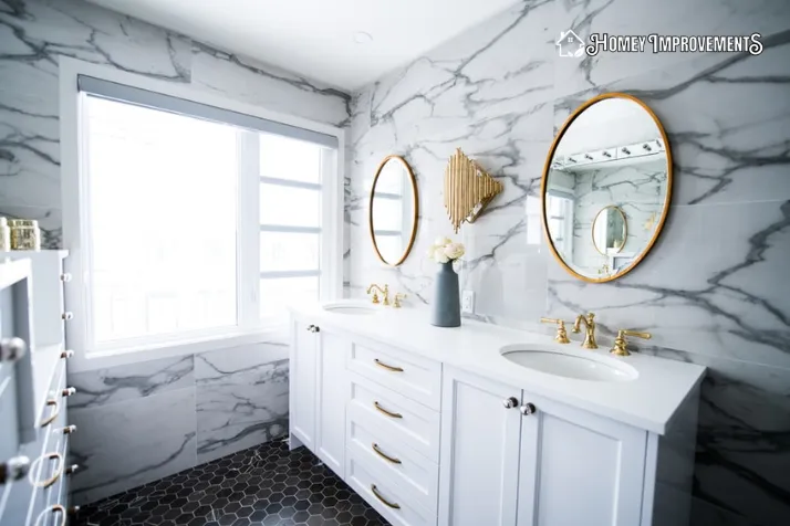 bathroom vanity with Theme Wallpaper