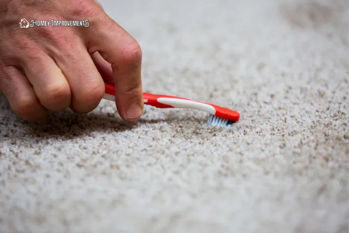 Use an Old Toothbrush on the carpet